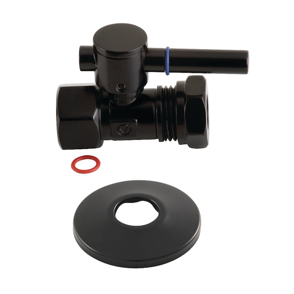 1/2"FIPx1/2"or7/16" Slip Joint Qrtr-Turn Strght Stop Vlv W/Flange Blk